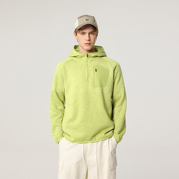 Damen Fleece-Halbzip Kapuzenpullover mit Brust-Zip-Tasche und relaxed Oversize-Schnitt Echo Archiv