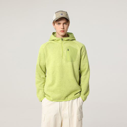 Damen Fleece-Halbzip Kapuzenpullover mit Brust-Zip-Tasche und relaxed Oversize-Schnitt Echo Archiv