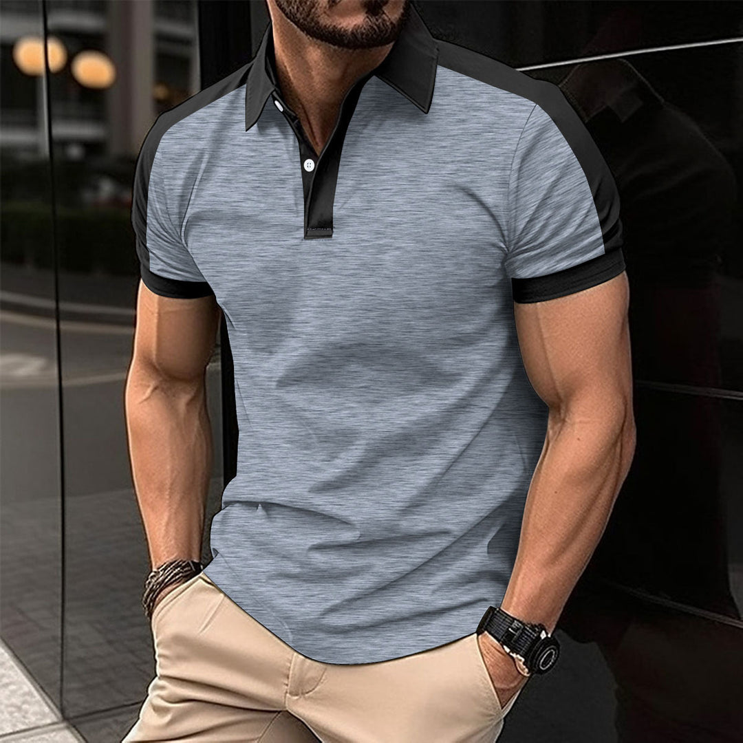 Herren Kurzarm Poloshirt mit modischem Farbblockdesign und schickem Gewebematerial Echoarchiv