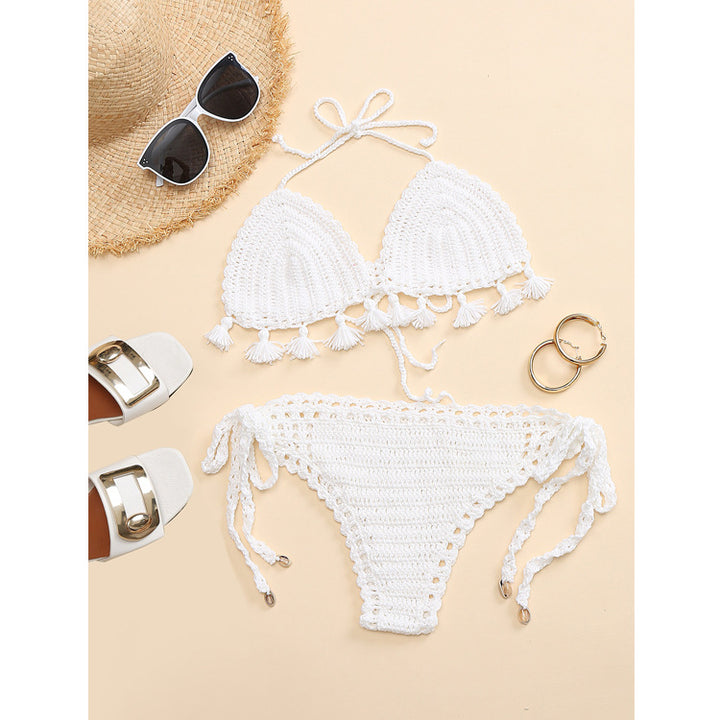 Damen Häkel-Bikini-Set mit fransigen Akzenten und verstellbaren Trägern Echo Archiv