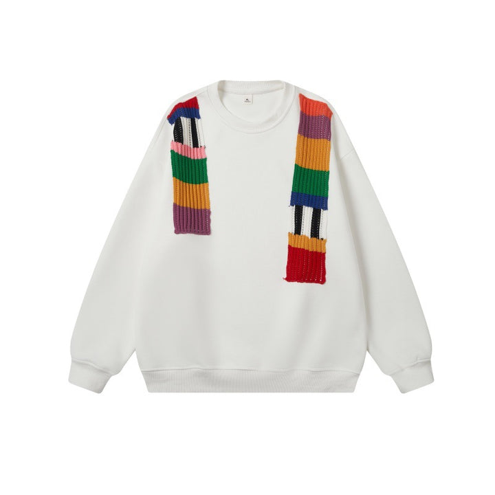 Unisex Oversize-Sweatshirt mit Strickapplikationen und Rundhalsausschnitt Echoarchiv