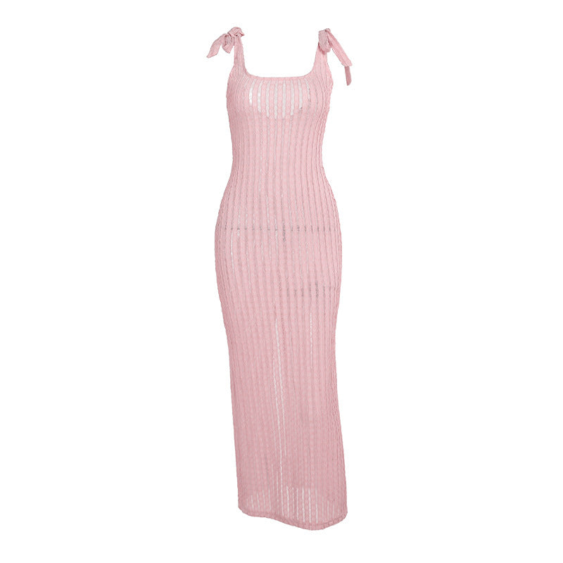 Damen Maxikleid mit feinen Streifen und dekorativen Trägern Echo Archiv