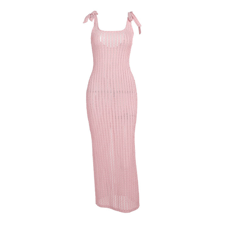 Damen Maxikleid mit feinen Streifen und dekorativen Trägern Echo Archiv