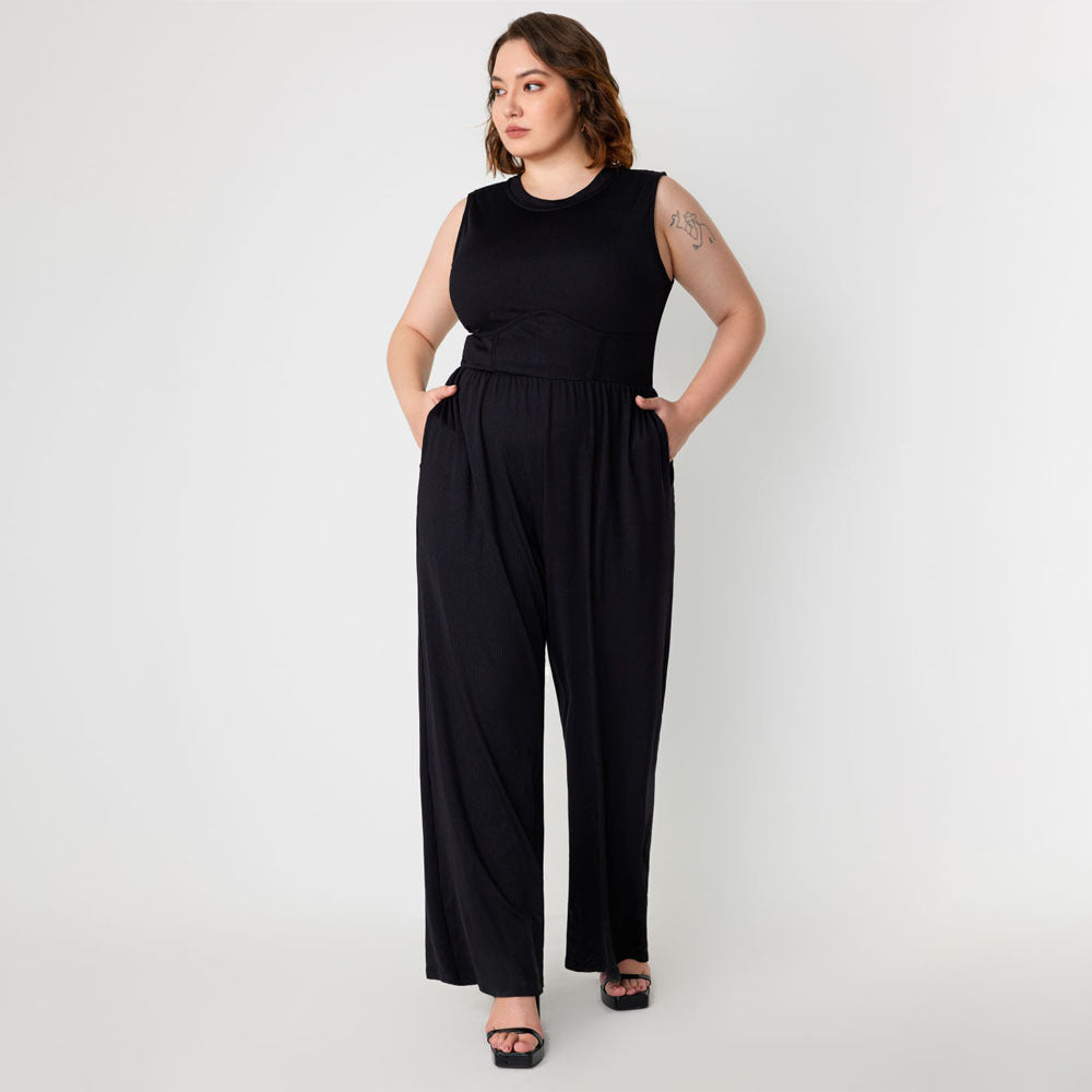 Damen Jumpsuit mit elegantem schulterfreiem Design und praktischen Seitentaschen Echo Archiv