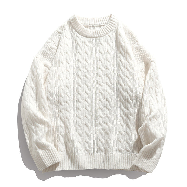 Unisex Zopfstrick-Oversize-Pullover mit grobem Rippenbund und kastigem Schnitt Echo Archiv