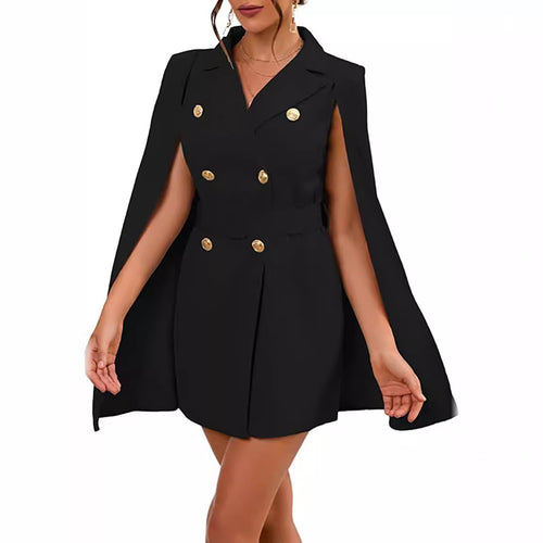 Damen Kurzblazerkleid mit Cape-Ärmeln und doppelreihiger Zierknopfleiste Echoarchiv