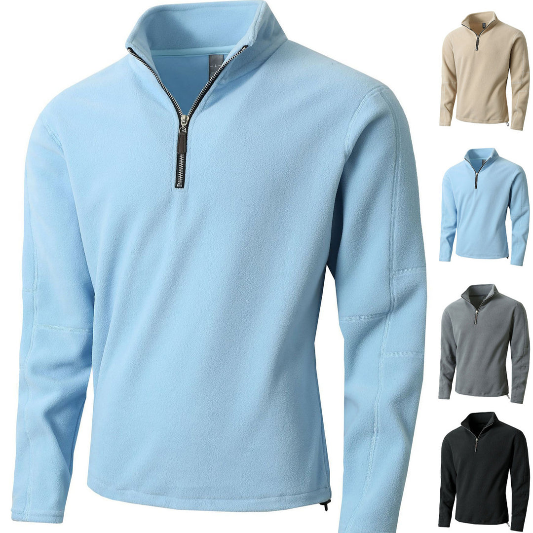 Herren Fleece-Pullover mit halblangem Reißverschluss und Stehkragen Echoarchiv