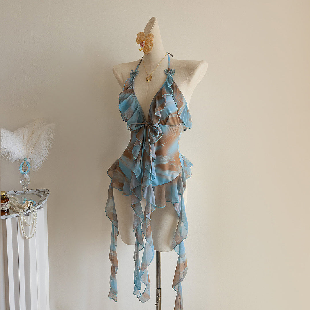 Damen Strandkleid mit transparenten Volants Echo Archiv