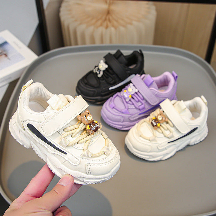 Damen Sportliche Kinder Sneakers mit praktischem Klettverschluss und tierischen Applikationen Echo Archiv