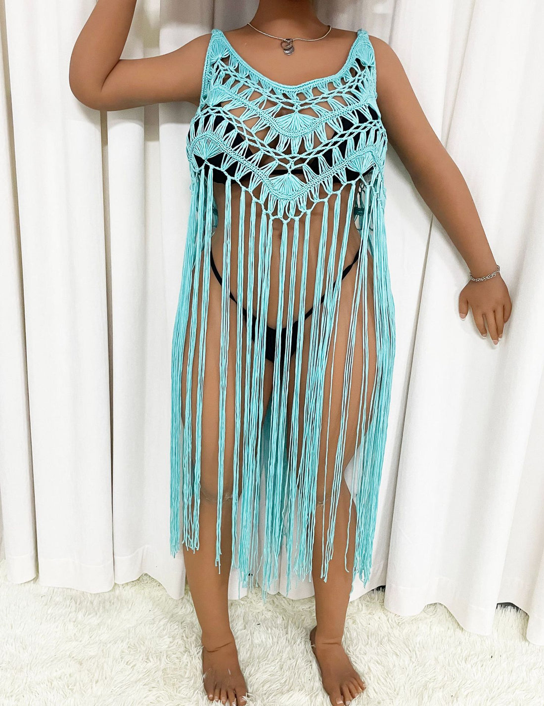 Damen Strandponcho mit Fransen – Célinea
