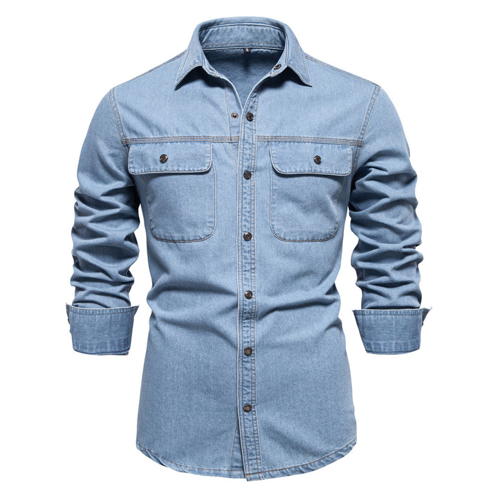 Herren Denim Hemd mit zwei Brusttaschen und modischem Schnitt Echoarchiv