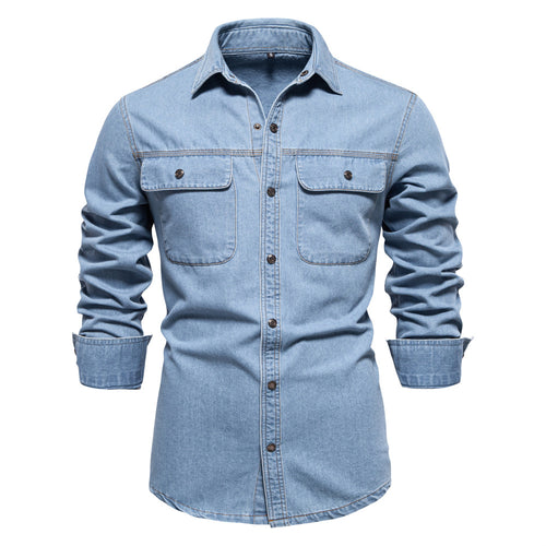 Herren Denim Hemd mit zwei Brusttaschen und modischem Schnitt Echoarchiv