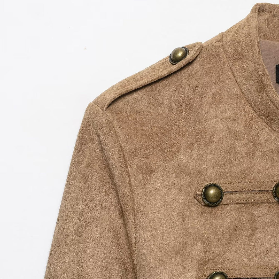Damen Kurzjacke im Military‑Stil mit Stehkragen und Zierknopf‑Detail Echo Archiv