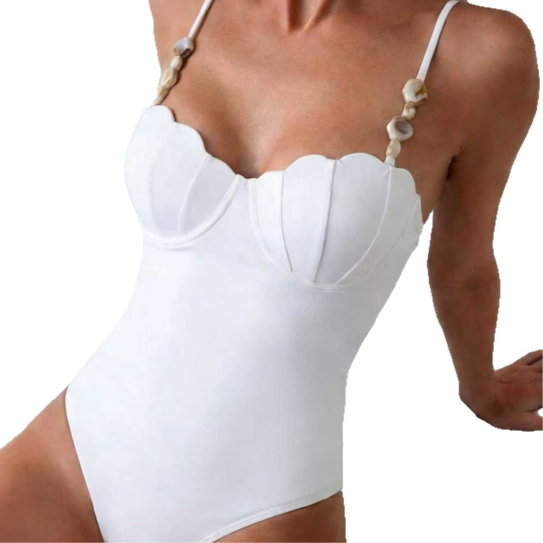 Damen Eleganter Bademode-Einteiler mit romantischen Muscheldetails Echo Archiv