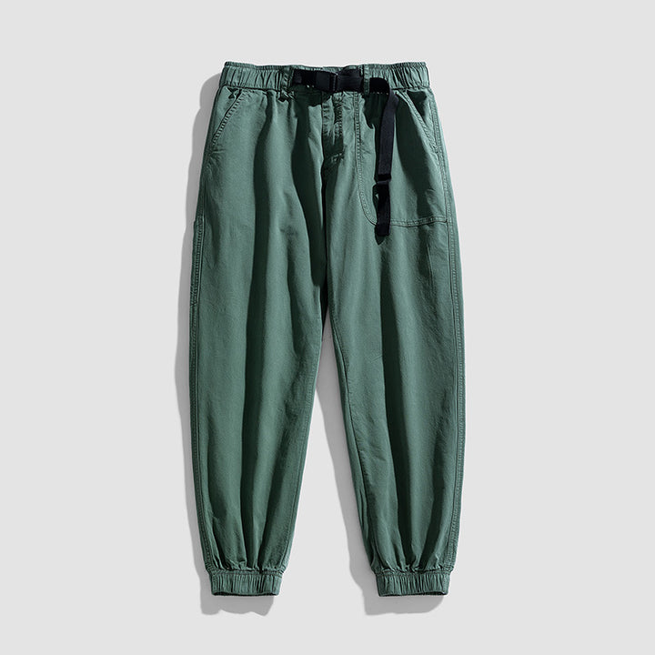 Herren Casual-Joggerhose aus Baumwoll‑Twill mit elastischem Bund, integriertem Webgürtel und geripptem Knöchelabschluss Echo Archiv