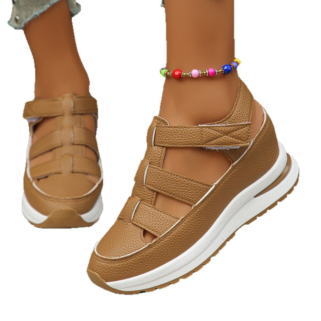 Damen Geschlossene Plateau-Sport-Sandalen mit geflochtenen Riemen und Klettverschluss – Sorelia
