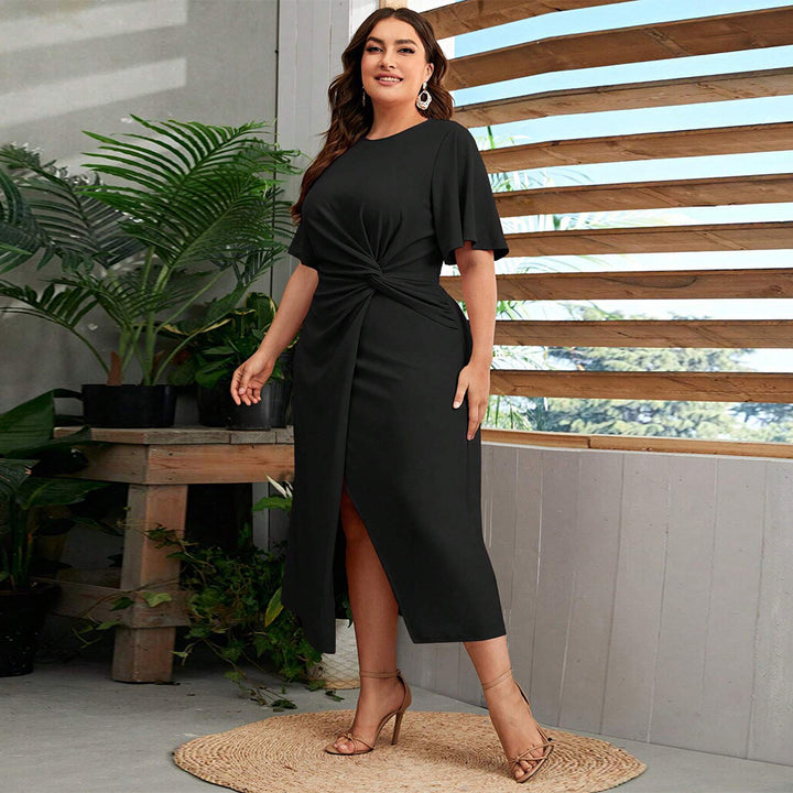 Damen Midikleid mit elegantem Knotendesign und modischem Schlitz Echo Archiv