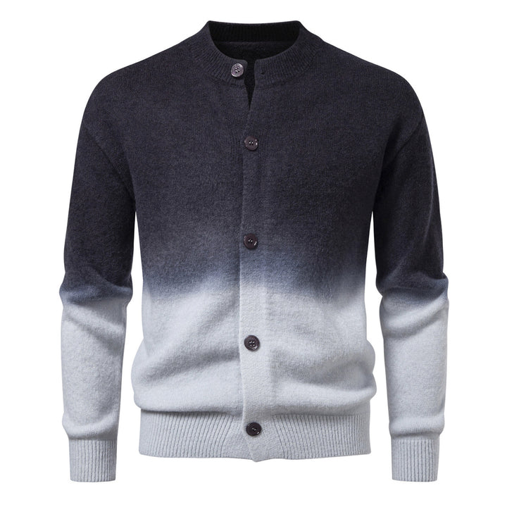 Herren Feiner Button-Cardigan mit Ombre-Farbverlauf und Stehkragen Echo Archiv