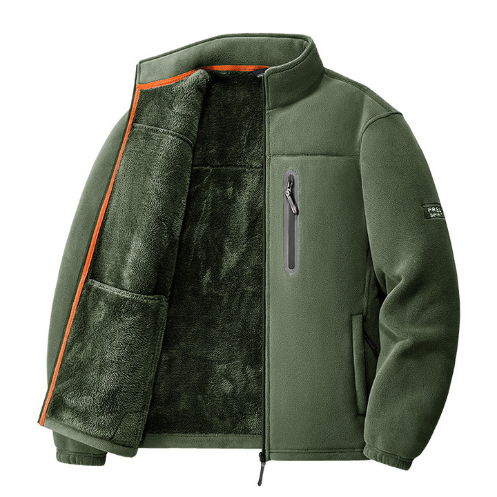 Herren nan Thermo-Fleecejacke mit hochflorigem Teddyfutter, Brust-Reißverschlusstasche und winddichter Front Echo Archiv