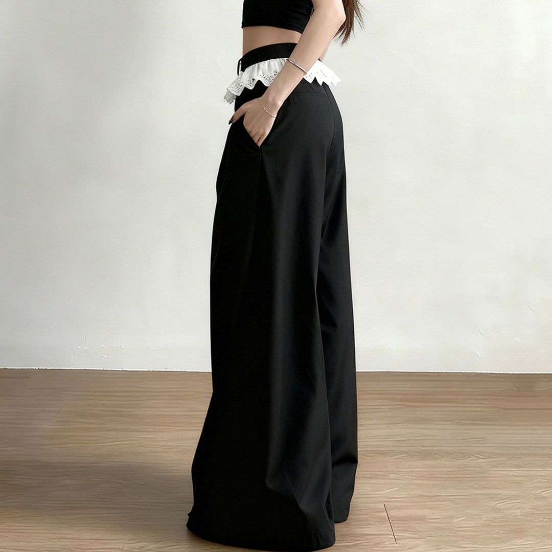 Damen Palazzo-Hose mit hohem Bund und dekorativem Spitzen-Volant Echo Archiv
