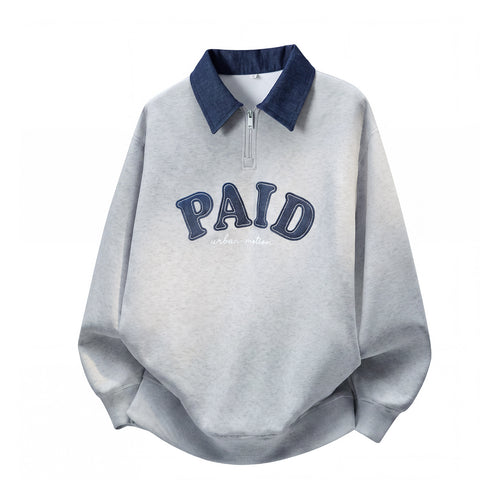 Unisex Oversize Sweatshirt mit kontrastierendem Kragen, Halbzip und Applikation Echo Archiv