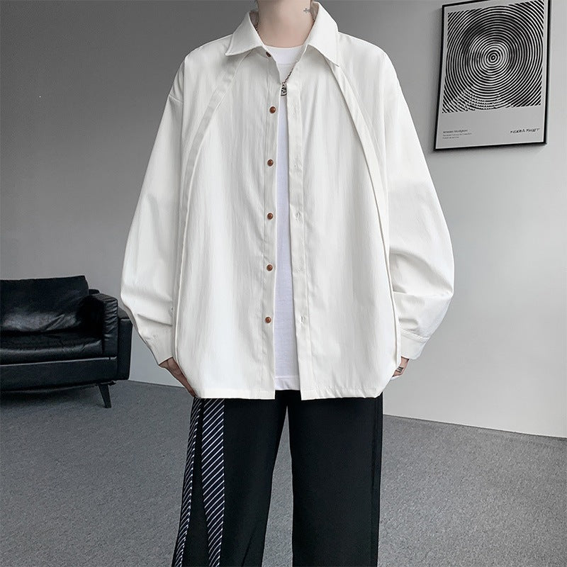 Herren Oversize-Hemdjacke aus leichtem Baumwollmix mit geradem Schnitt & Knopfleiste Echoarchiv