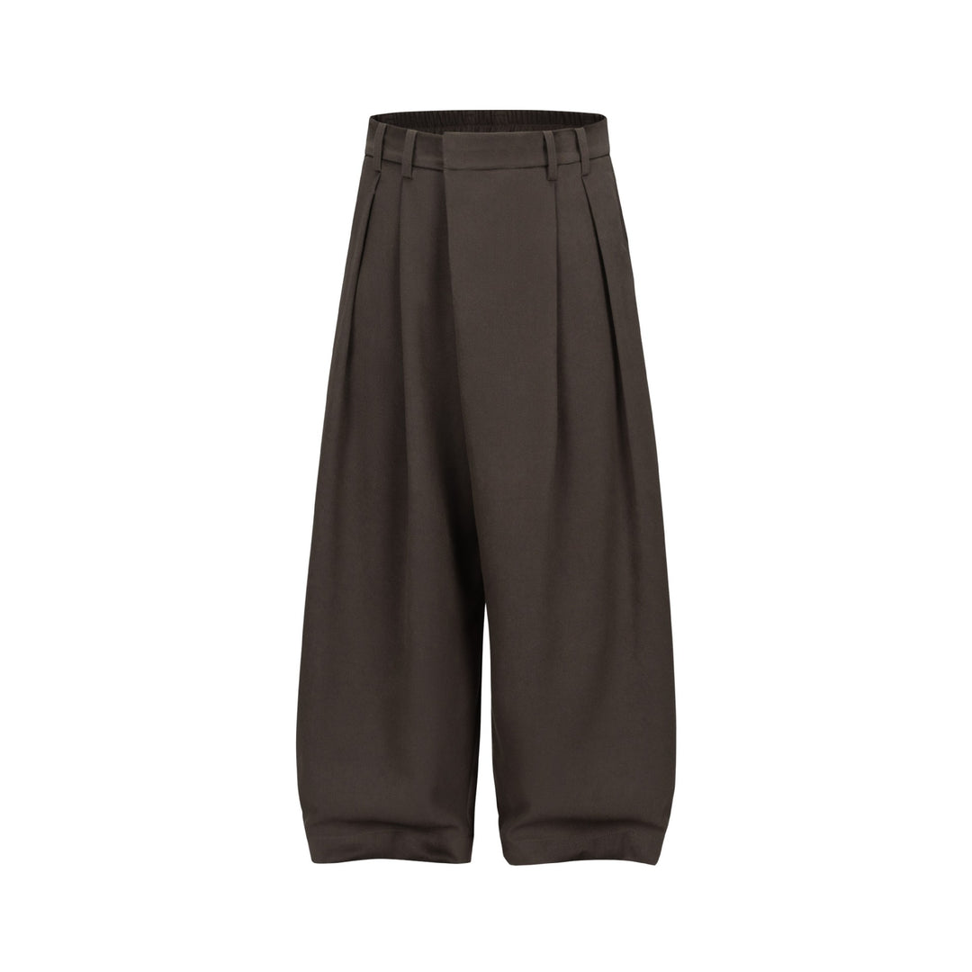Damen Weite Plissee-Hose mit hoher Taille und elastischem Rückbund Echoarchiv