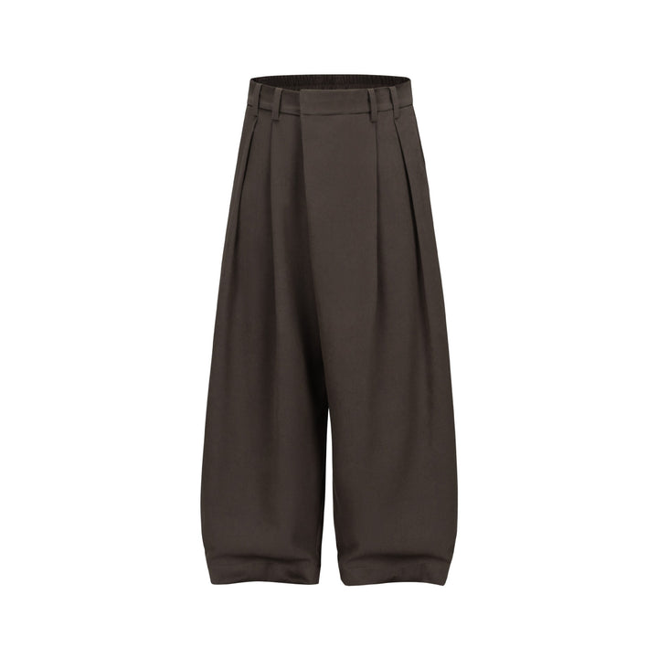 Damen Weite Plissee-Hose mit hoher Taille und elastischem Rückbund Echoarchiv