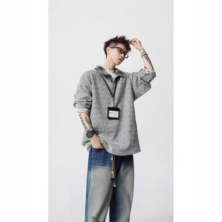 Damen Lässiger Oversize-Hemd-Pullover Echoarchiv