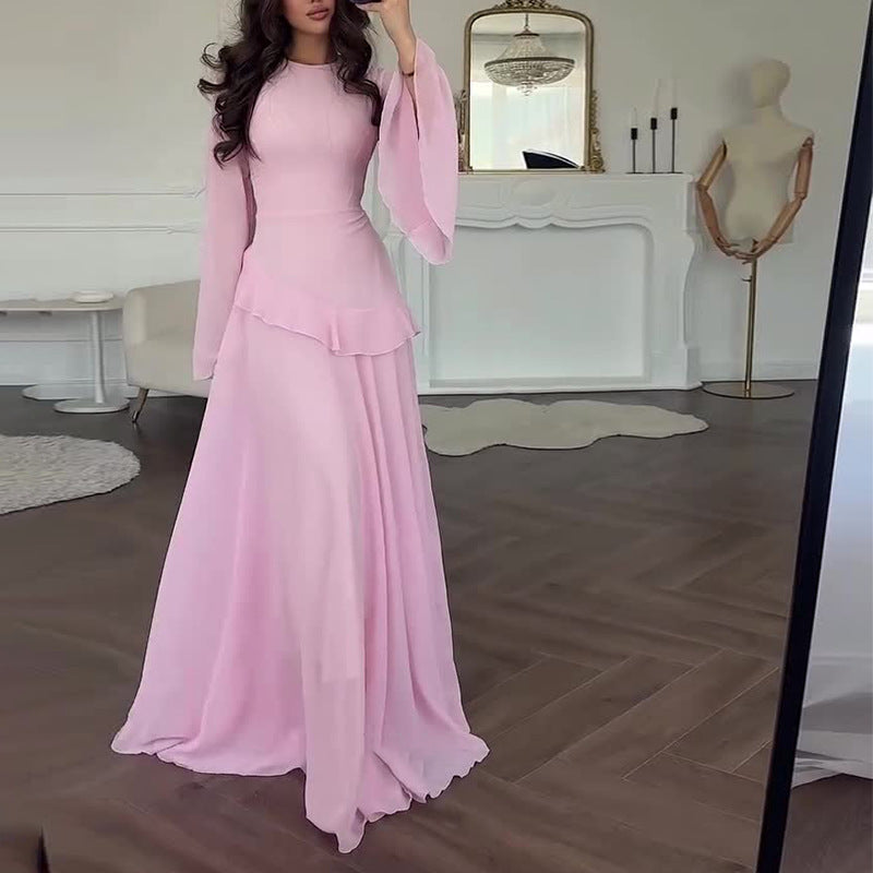 Damen Elegantes Maxikleid mit Rüschendetails und weitem Schnitt Echo Archiv