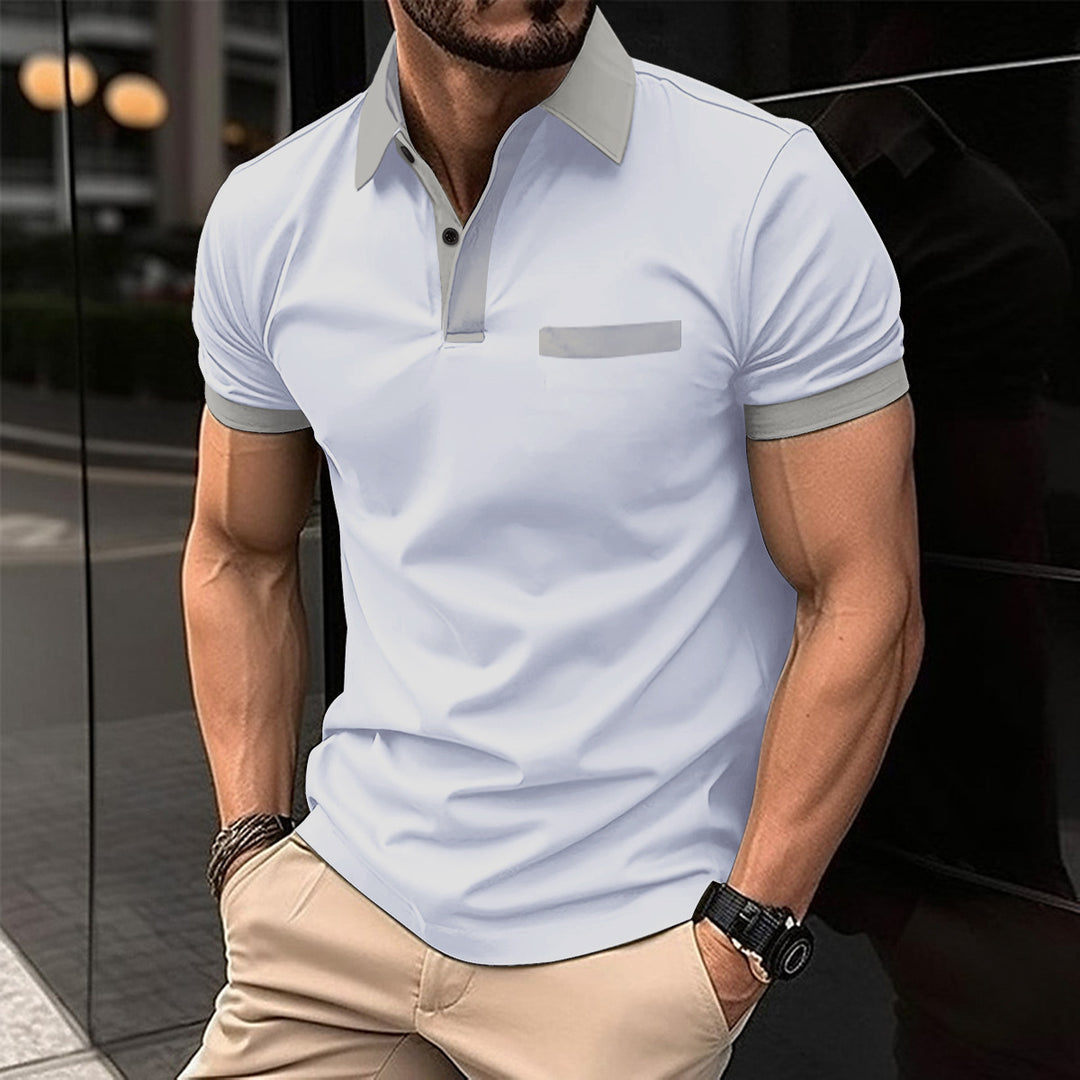 Herren modernes Kurzarm Poloshirt mit strukturierten Akzenten Echoarchiv