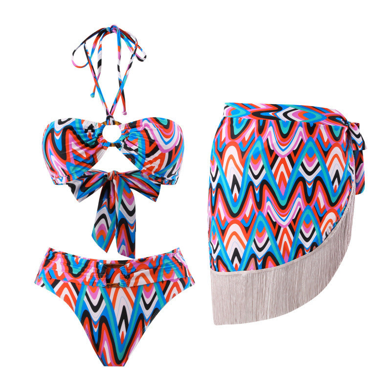 Damen Bikini-Set mit trendigem Wickelrock und knotendem Oberteil Echo Archiv