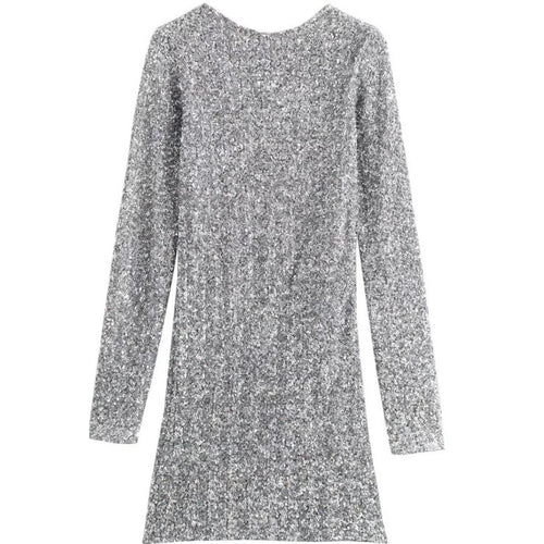 Damen Glitzerndes Pailletten-Minikleid mit langen Ärmeln und schmaler Silhouette Echo Archiv