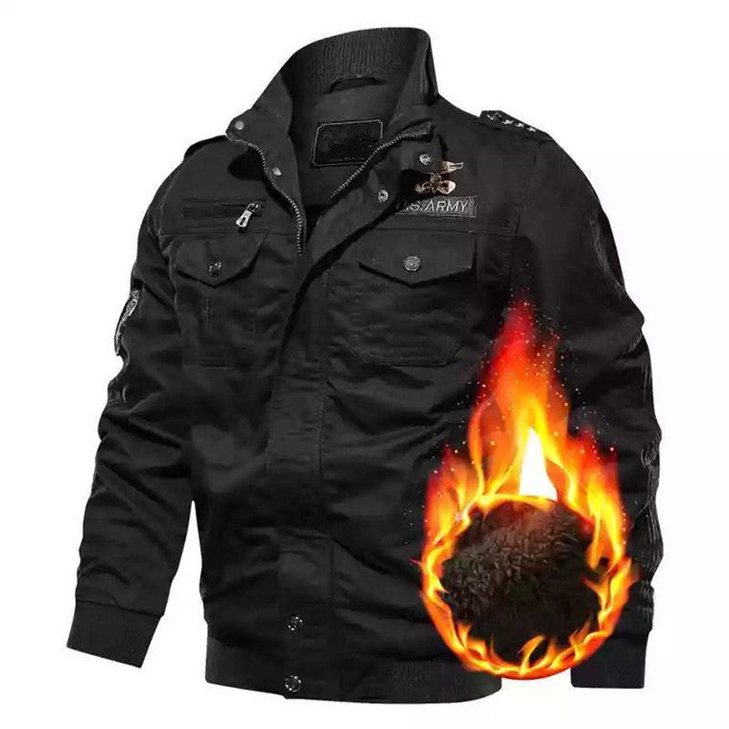 Herren Baumwoll-Canvas-Bomberjacke mit gesteppter Thermofütterung und Schulterklappen – Brevano