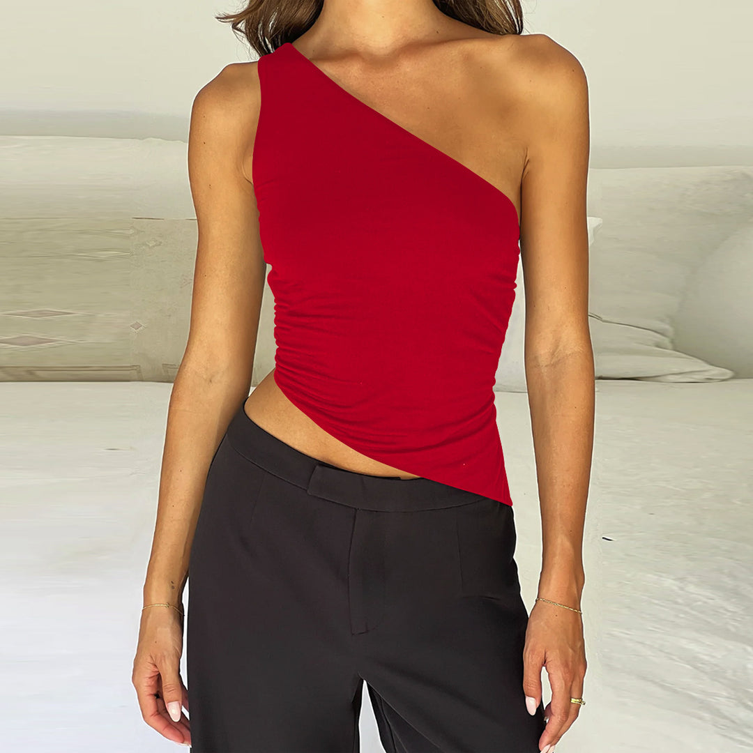Damen asymmetrisches Top mit gerafftem Schnitt Echo Archiv