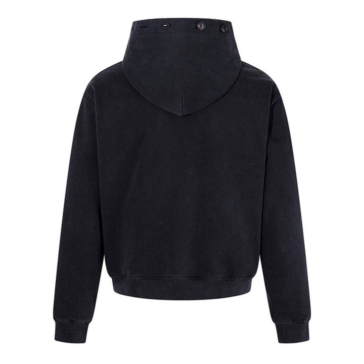 Herren Kapuzen-Zipjacke mit dekorischer Knopfreihe, vintage-inspirierter Waschung und elastischem Saum Echoarchiv