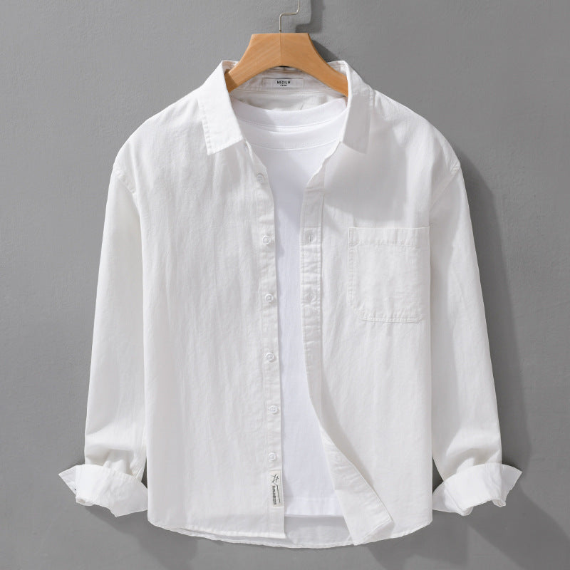 Herren Hemdjacken-Overshirt aus softem Baumwoll-Twill mit Relaxed-Fit und aufgesetzter Brusttasche Echoarchiv