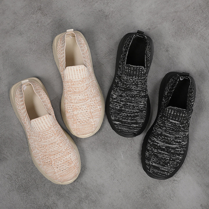 Damen nan sockenähnlicher Komfort-Slipper mit strukturiertem Strickobermaterial und gedämpfter EVA-Keilsohle Echo Archiv