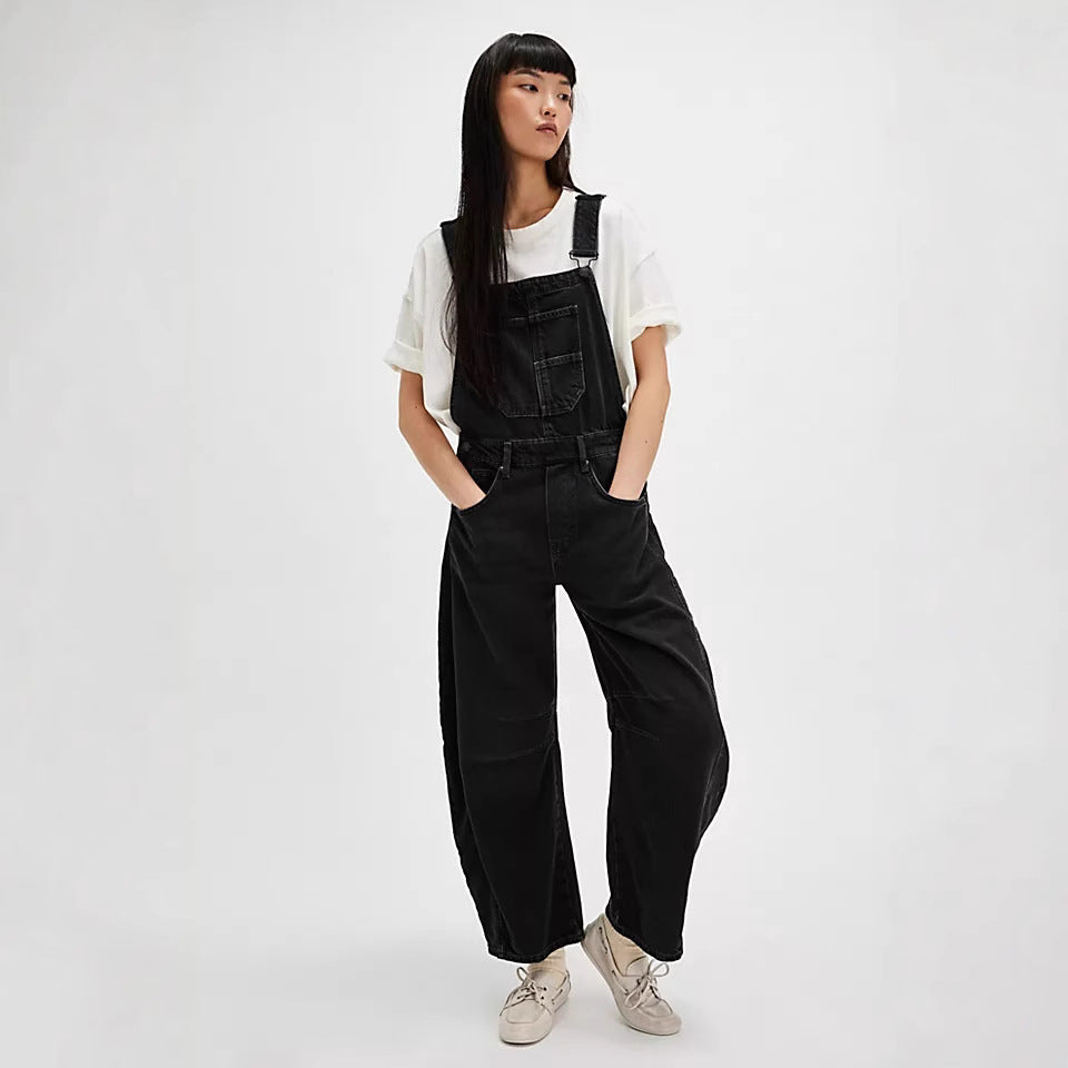 Damen lässige Denim-Latzhose im Echoarchivrnen Schnitt mit verstellbaren Trägern Echoarchiv