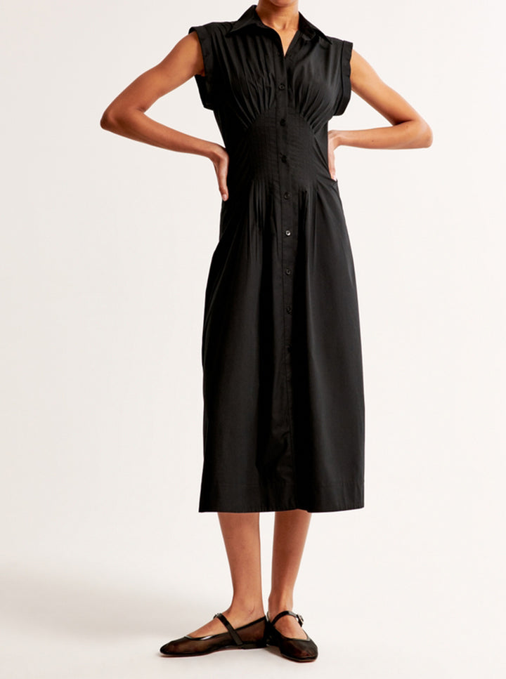 Damen Maxikleid mit Schulterklappen und klassischem Knopfverschluss Echo Archiv