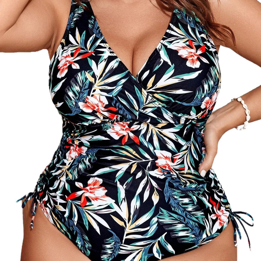 Damen Floral Wickel-Badeanzug mit seitlichen Raffungen Echo Archiv