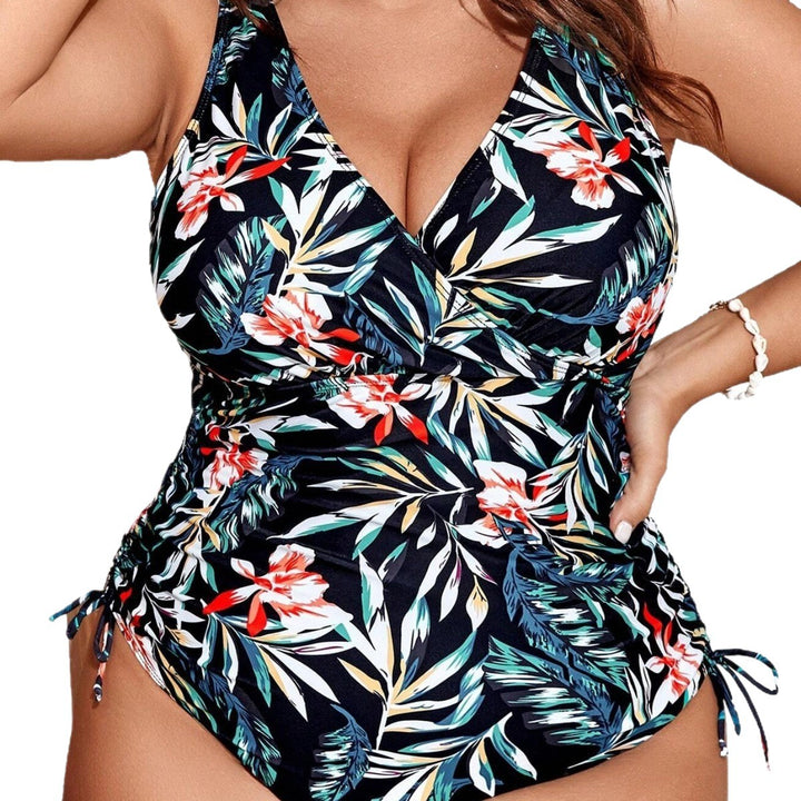 Damen Floral Wickel-Badeanzug mit seitlichen Raffungen Echo Archiv
