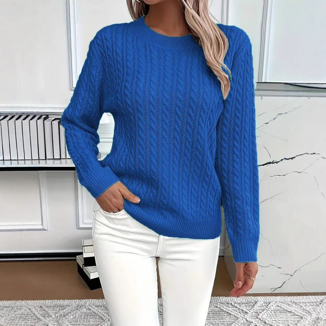 Damen nan Feinstrick-Zopfmuster Pullover mit Rundhalsausschnitt und tailliertem Schnitt Echo Archiv