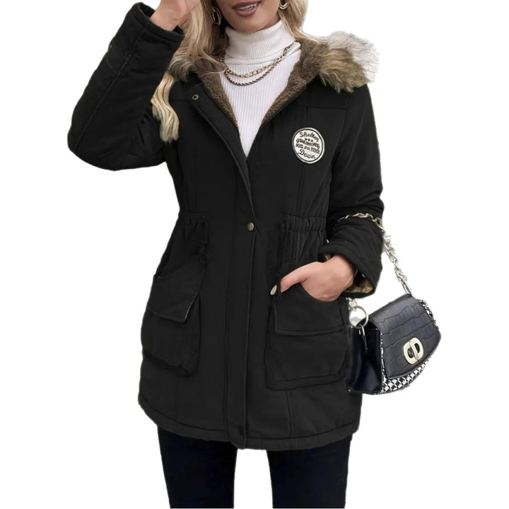 Damen taillierter Parka mit Teddyfutter, Kunstfellkapuze und Multifunktions-Taschen – Montévia