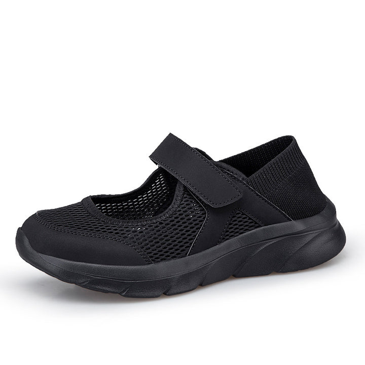Damen nan Komfort-Riemchen-Sneaker mit Klettverschluss nahtlosem Strickschaft und dämpfender Leichtsohle Echo Archiv