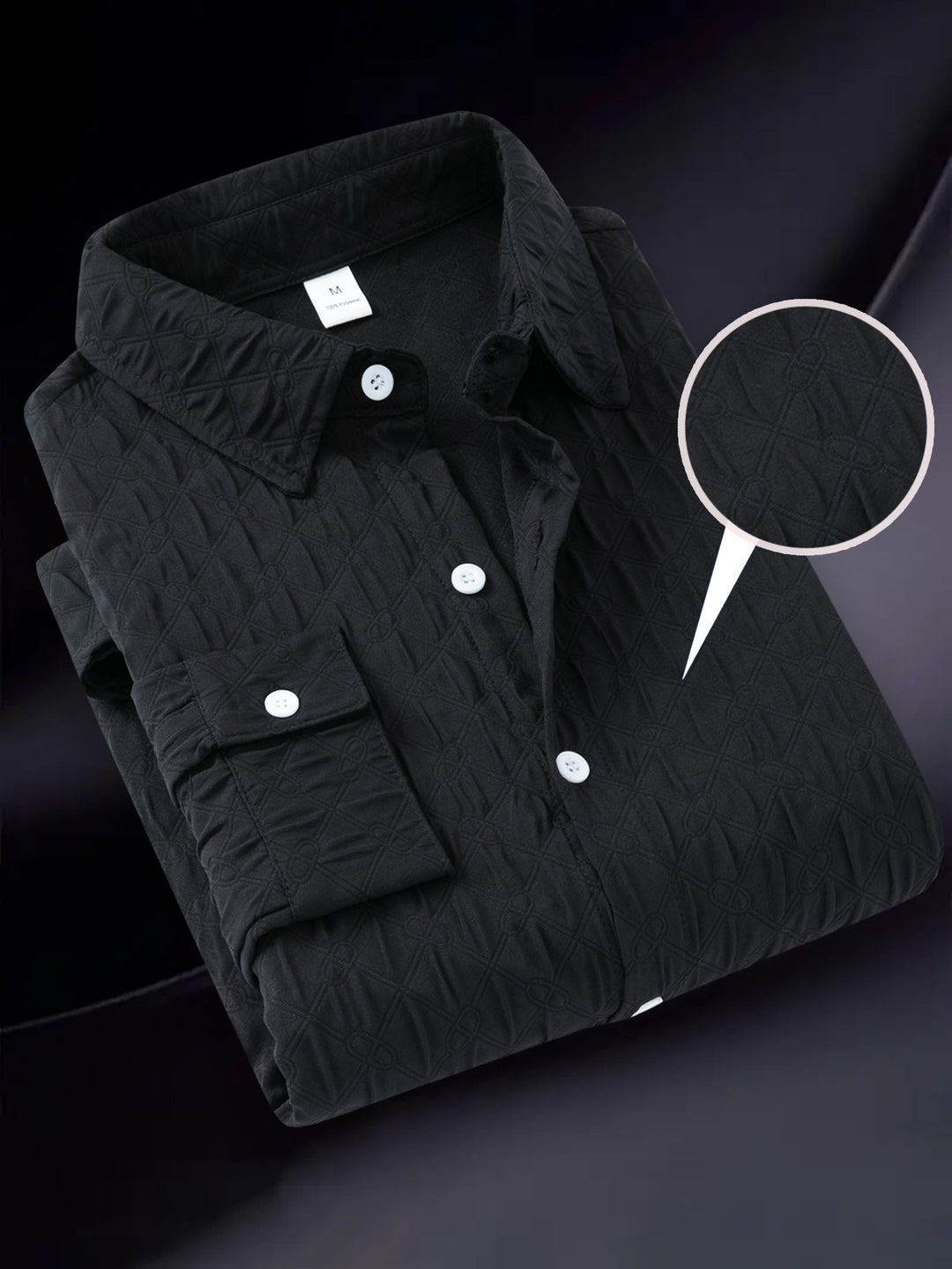 Herren Langarmhemd mit strukturiertem Design und bequemer Passform Echoarchiv