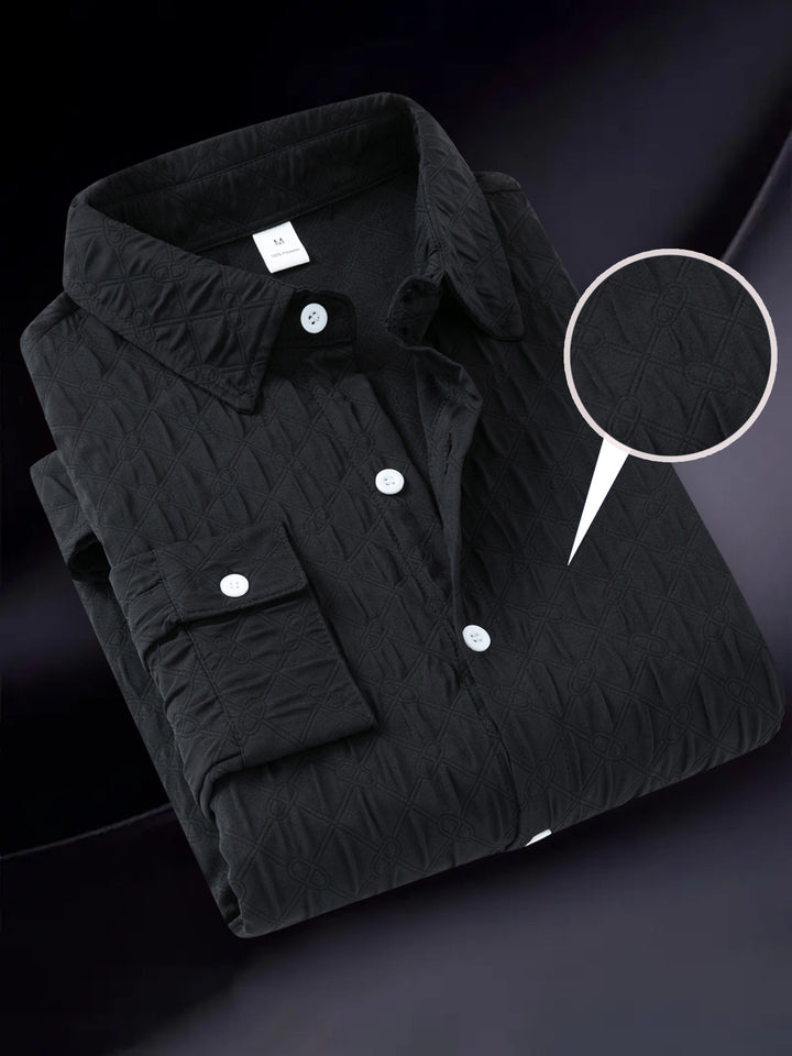Herren Langarmhemd mit strukturiertem Design und bequemer Passform Echoarchiv