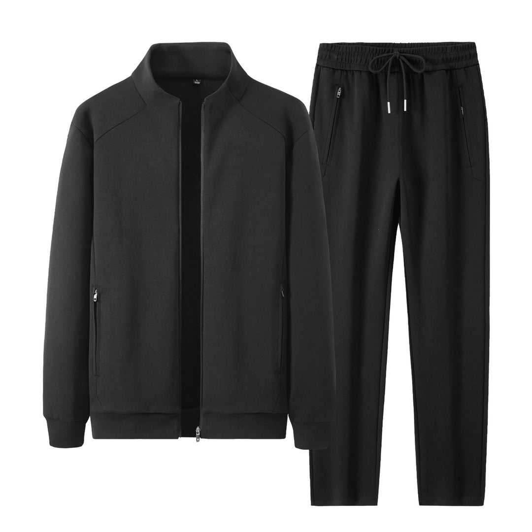 Herren Zweiteiliges minimalistisches Jogging‑Set mit Stehkragen, Zwei-Wege‑Reißverschluss & Reißverschlusstaschen Echoarchiv
