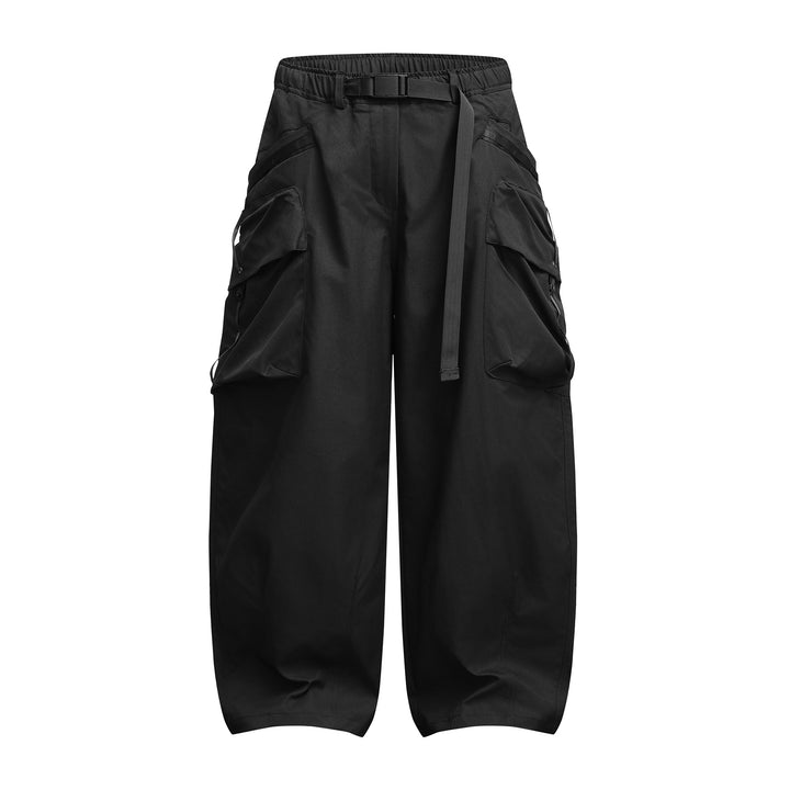 Damen Weite Cargo‑Culotte mit aufgesetzten Taschen und integriertem Webbing‑Gürtel Echoarchiv