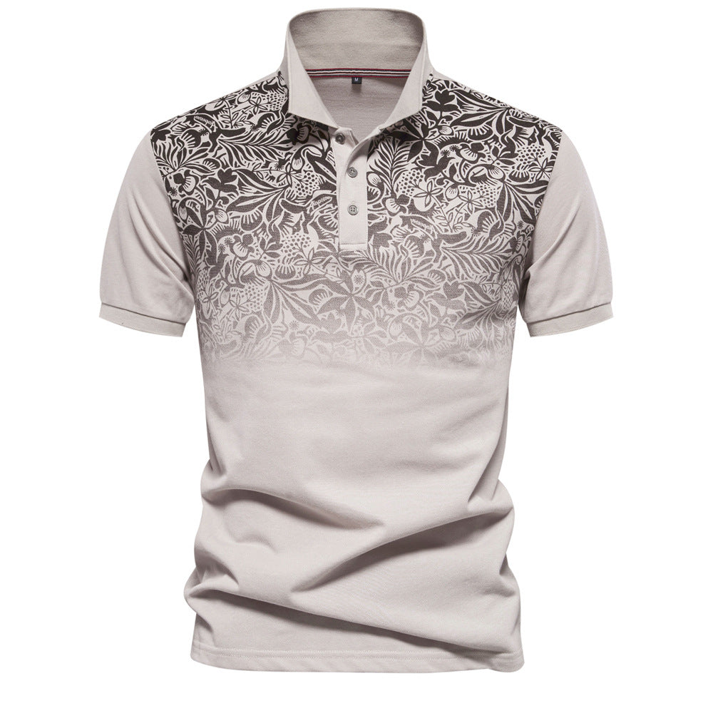 Herren Poloshirt mit floralen Ornamenten und klassischem Kragen Echoarchiv